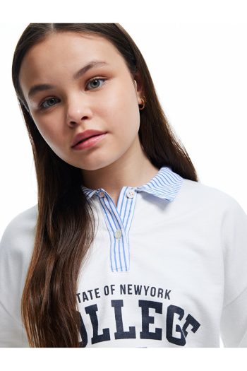 Koton Long Sleeve Shirt Collar Oversized Sweatshirt