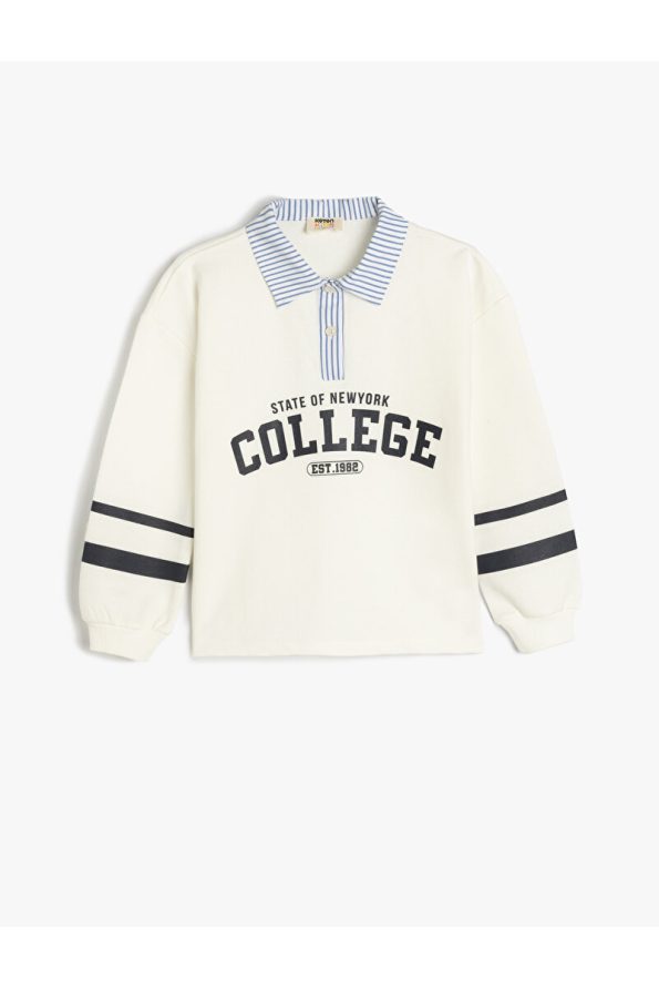 Koton Long Sleeve Shirt Collar Oversized Sweatshirt