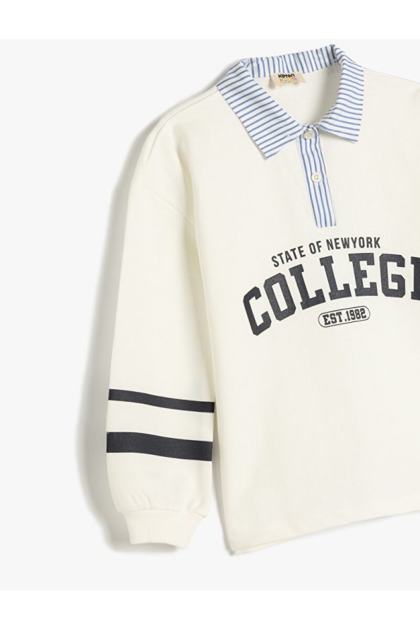 Koton Long Sleeve Shirt Collar Oversized Sweatshirt