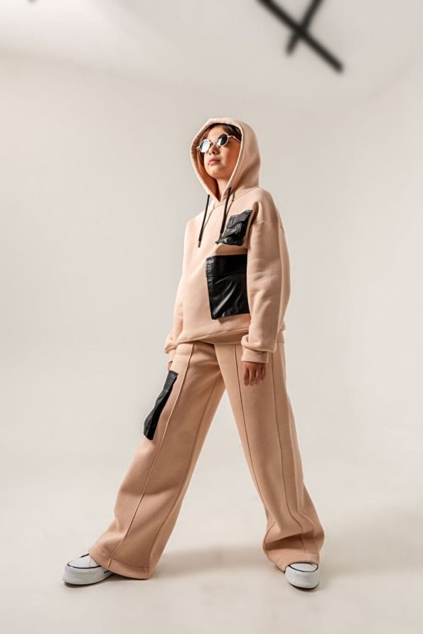 Giyicem Girls' Color-Blocked Hooded Tracksuit Set