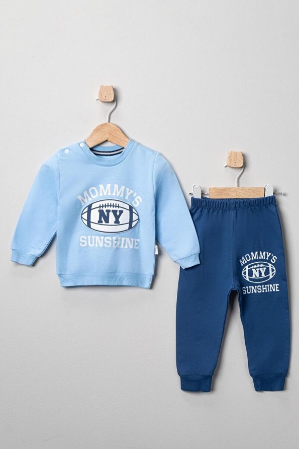 MyPrettyBaby American Football Embossed Print Seasonal 100% Cotton Two-Piece Set