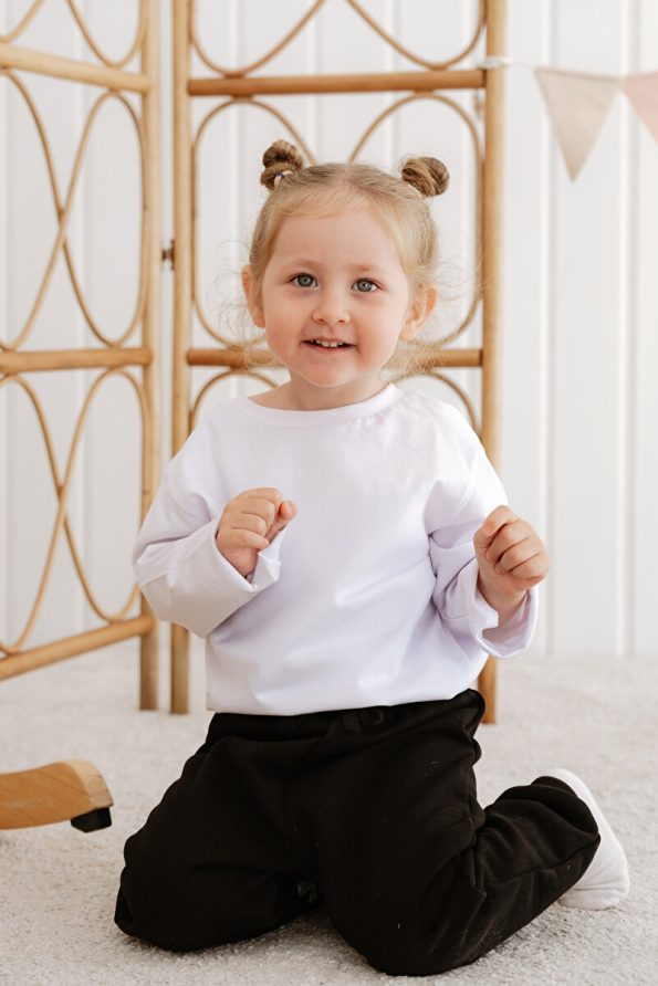 Lilabio Long Sleeve Cotton White T-Shirt for Girls