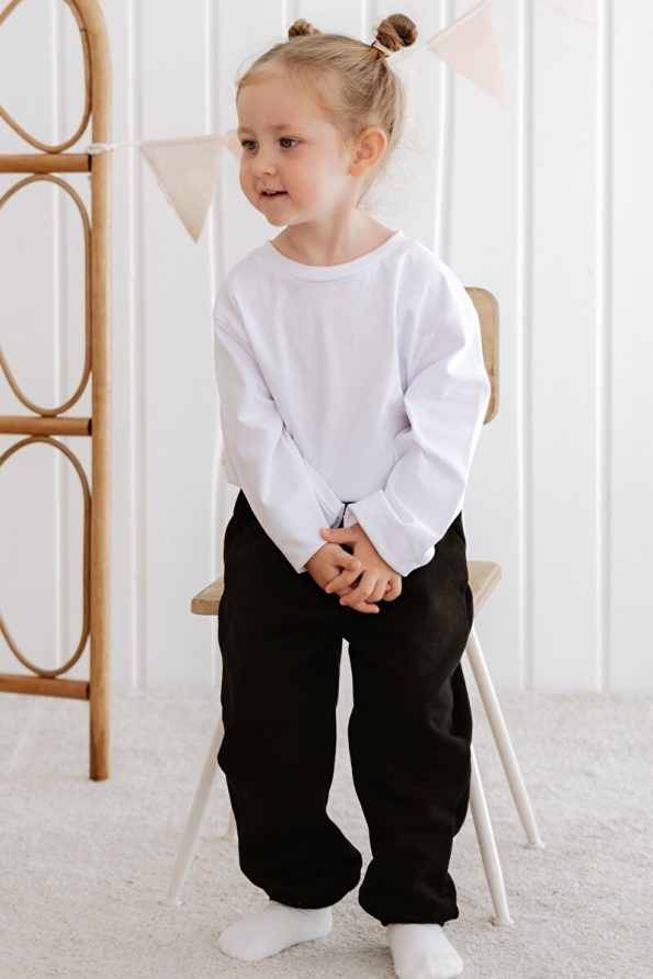 Lilabio Long Sleeve Cotton White T-Shirt for Girls