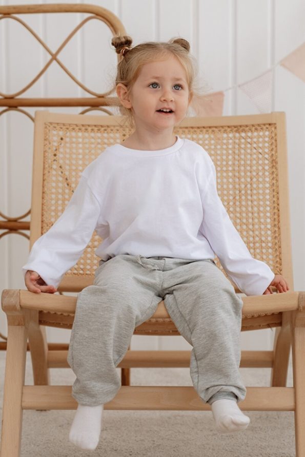 Lilabio Long Sleeve Cotton White T-Shirt for Girls