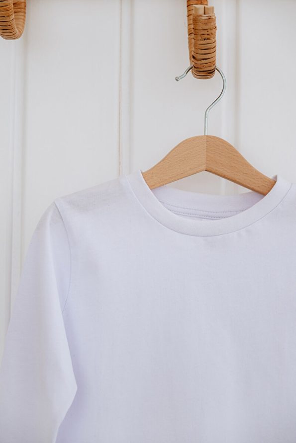 Lilabio Long Sleeve Cotton White T-Shirt for Girls