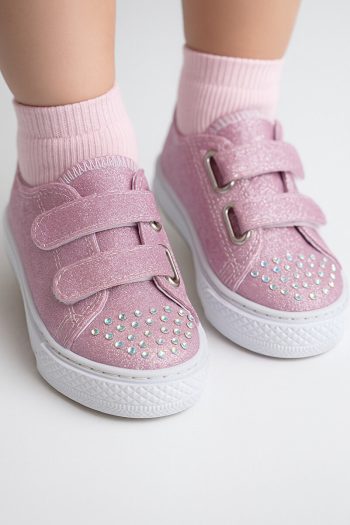 KATEYLER Purple Glitter Velcro Light-Up Orthopedic Sneakers for Girls
