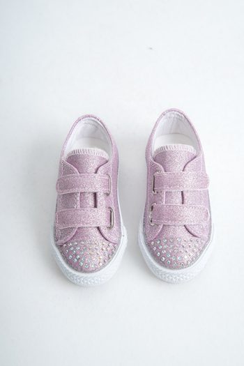 KATEYLER Purple Glitter Velcro Light-Up Orthopedic Sneakers for Girls