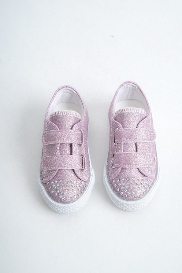 KATEYLER Purple Glitter Velcro Light-Up Orthopedic Sneakers for Girls