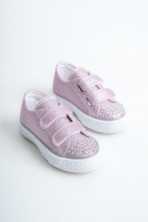 KATEYLER Purple Glitter Velcro Light-Up Orthopedic Sneakers for Girls