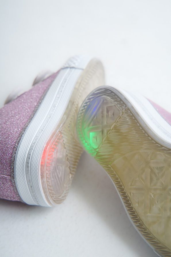 KATEYLER Purple Glitter Velcro Light-Up Orthopedic Sneakers for Girls