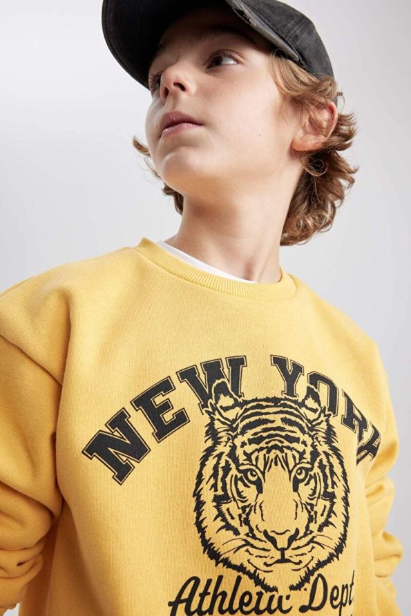 Defacto Boys' Printed Crew Neck Sweatshirt