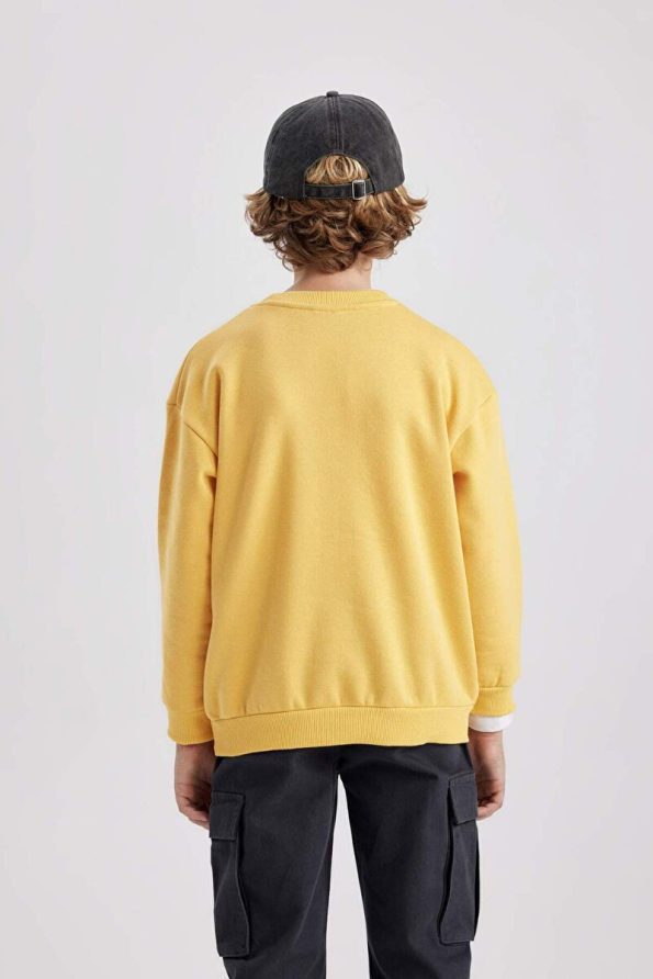 Defacto Boys' Printed Crew Neck Sweatshirt