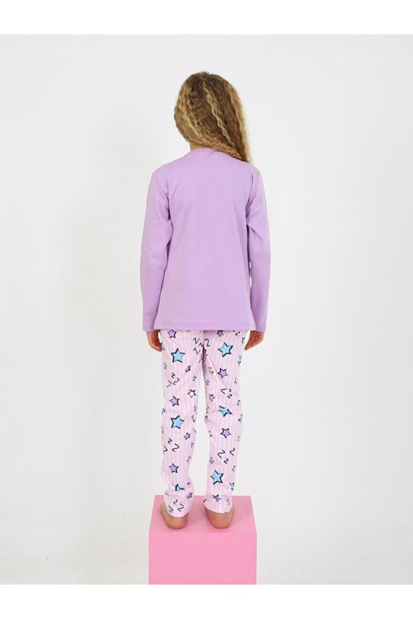 Vitmo Girls' Long Sleeve 100% Cotton Pajama Set Happy Life