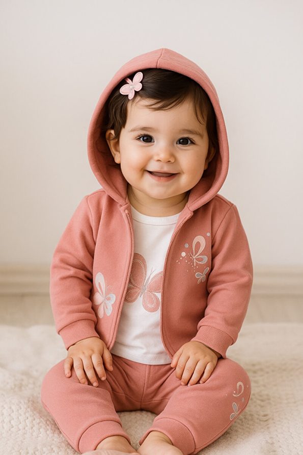 MyPrettyBaby Glitter Butterfly Printed Hoodie Set for Girls