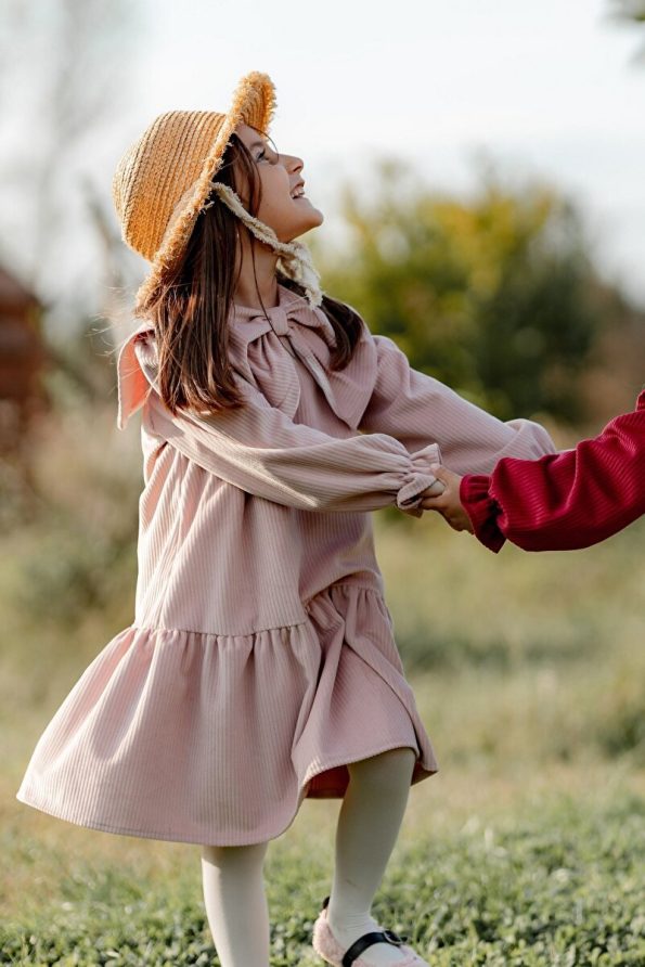 Pink Dress with Large Bow for Girls