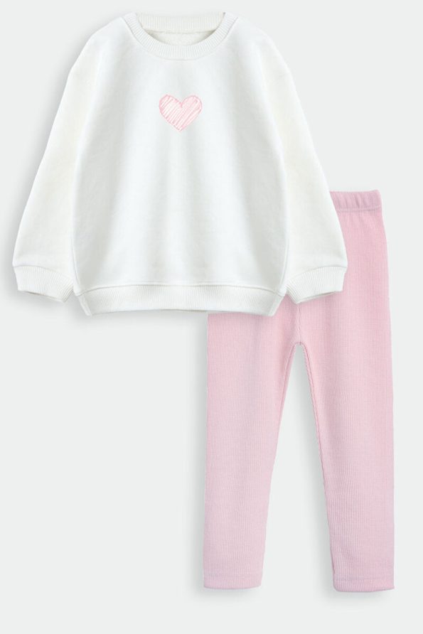MARKOLL Heart Printed Sweatshirt and Leggings Set for Ages 1-5