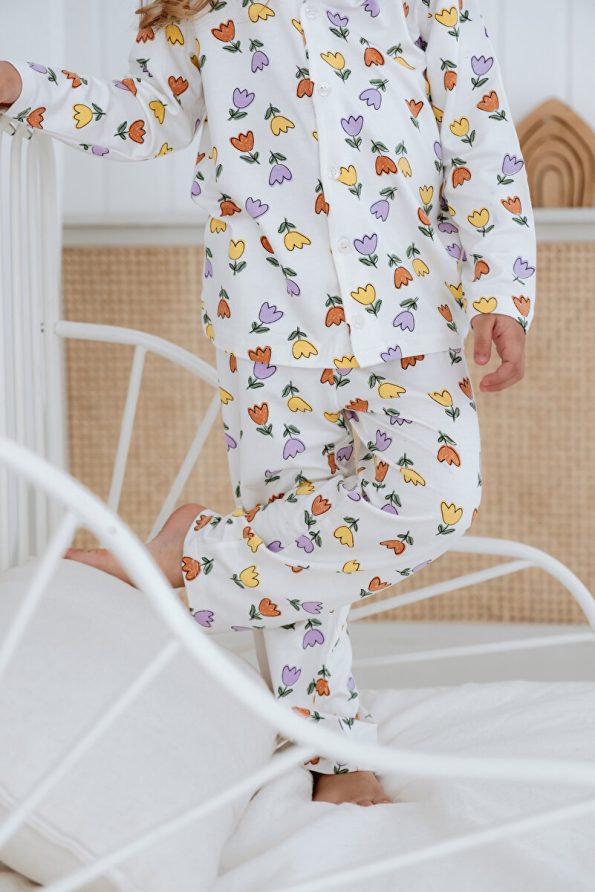 Lilabio Bamboo Fabric Button-Up Girls Pajama Set