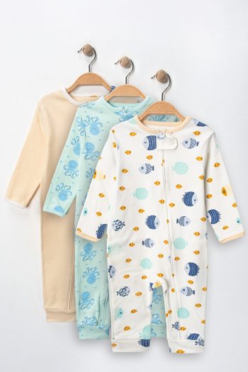 ENIA BABY Zippered Fish Print Romper