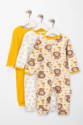 ENIA BABY Organic Baby Boys' Printed 3-Piece Romper Set