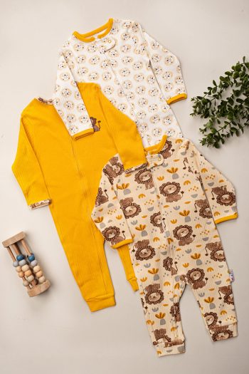 ENIA BABY Organic Baby Boys' Printed 3-Piece Romper Set