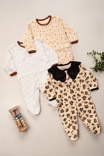 ENIA BABY Floral Print Cotton Romper Set for Baby Girls 3-6-9 Months