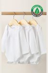 Lilabio 100% Organic Cotton 3-Pack Long Sleeve Baby Bodysuits