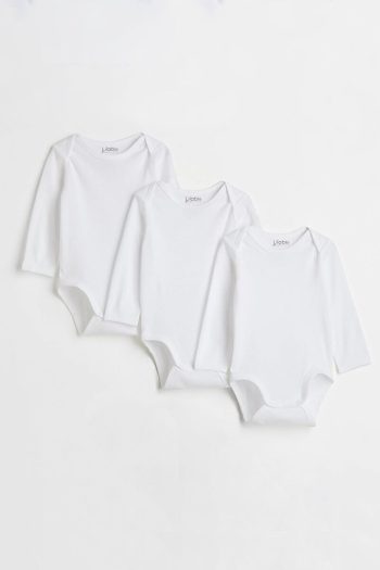 Lilabio 100% Organic Cotton 3-Pack Long Sleeve Baby Bodysuits
