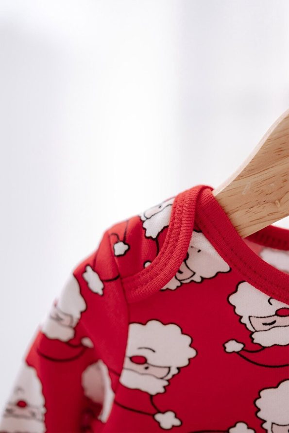 Lilabio Cotton Long Sleeve Red Santa Claus Baby Bodysuit
