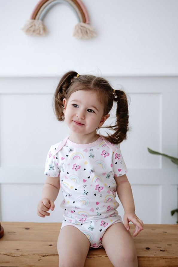 Lilabio 100% Cotton Set of 2 Short Sleeve Baby Bodysuits