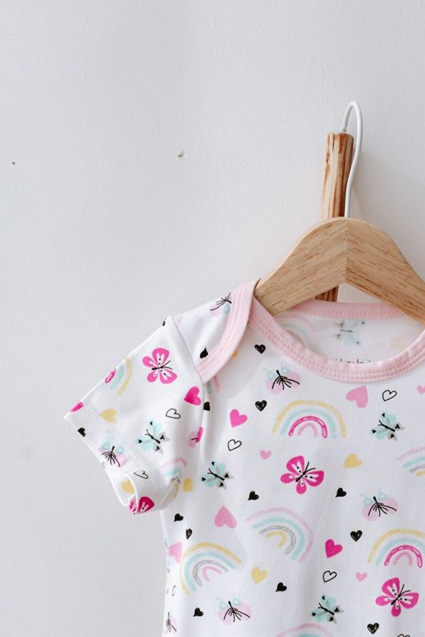 Lilabio 100% Cotton Set of 2 Short Sleeve Baby Bodysuits