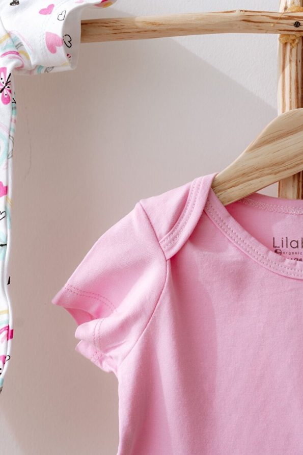 Lilabio 100% Cotton Set of 2 Short Sleeve Baby Bodysuits