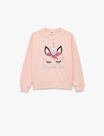 Girls' Glitter Unicorn Crew Neck Sweatshirt