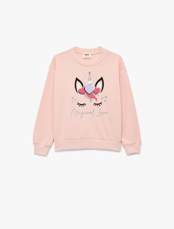 Girls' Glitter Unicorn Crew Neck Sweatshirt