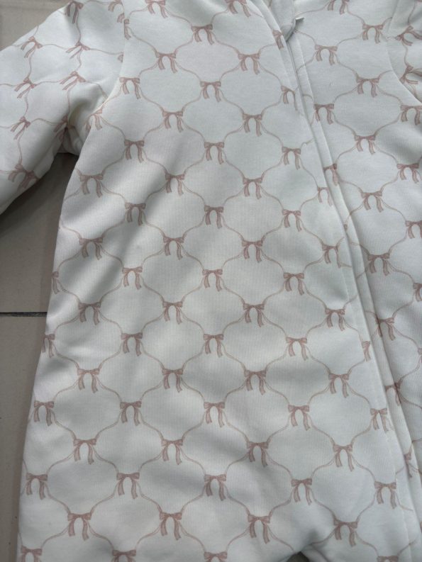 Unisex Cotton White Sleep Suit with Bow Pattern