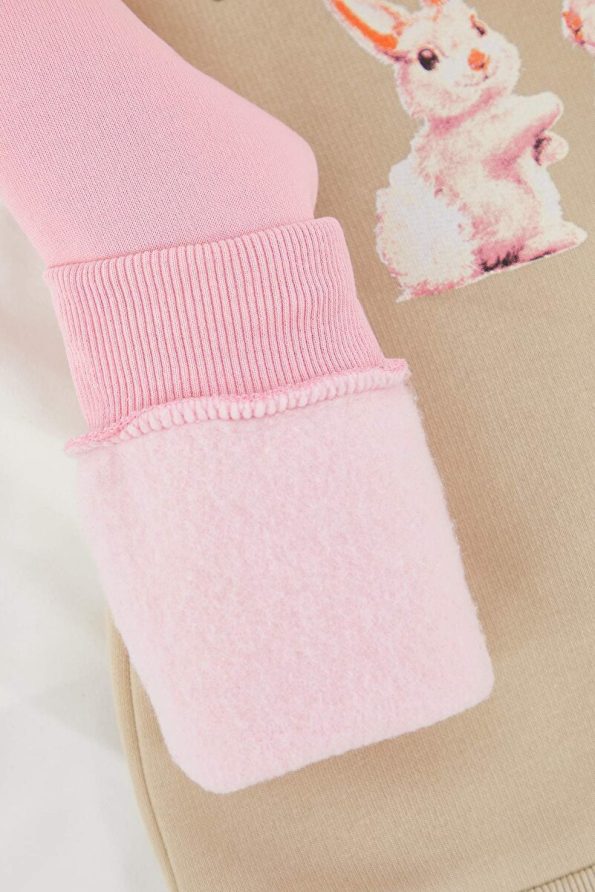 Trendyolmilla Kids Beige Color Block Printed Thick Oversized Knit Set for Girls