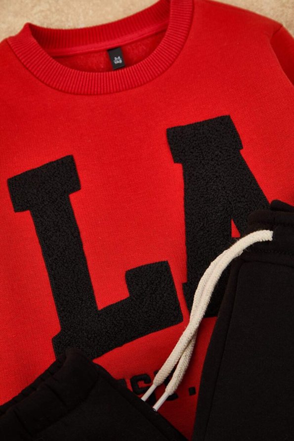 Trendyolmilla Kids Red Cotton Embroidered Regular Knit Set for Boys