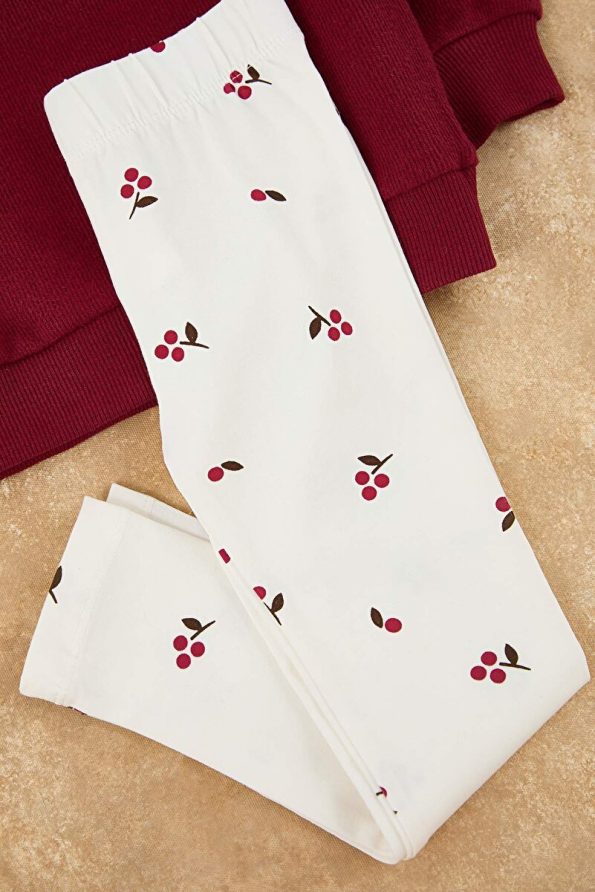 Trendyolmilla Kids Burgundy Printed Knit Set for Girls