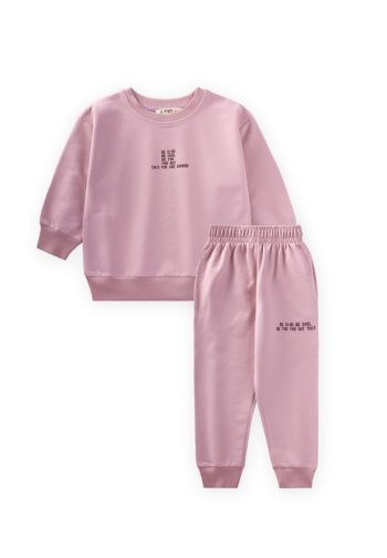 Basic Printed Tracksuit Set 2-7 Years Pink