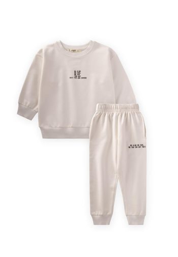 Basic Printed Sweatshirt Set for Ages 2-7 Off-White