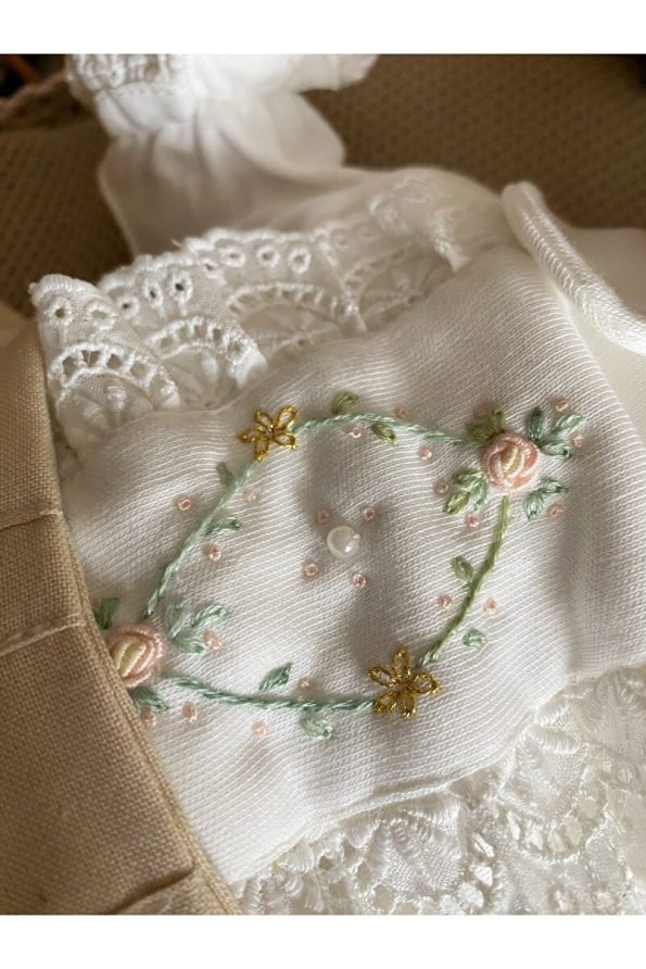 Mama Miel Baby Milk Coffee Frill Shorts and Ecru Handmade Bodysuit Bandana Set
