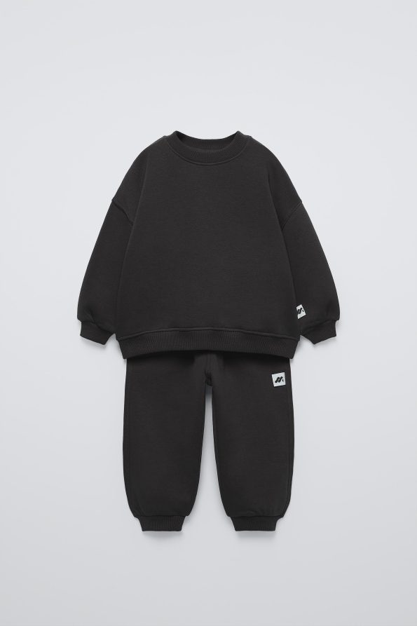 Boys' Cotton Black Sweatshirt and Jogger Set - Comfortable Fit
