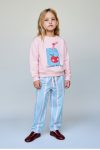 Girls' Cotton Pink Squeeze The Day Printed Tracksuit - Striped Bottom Model