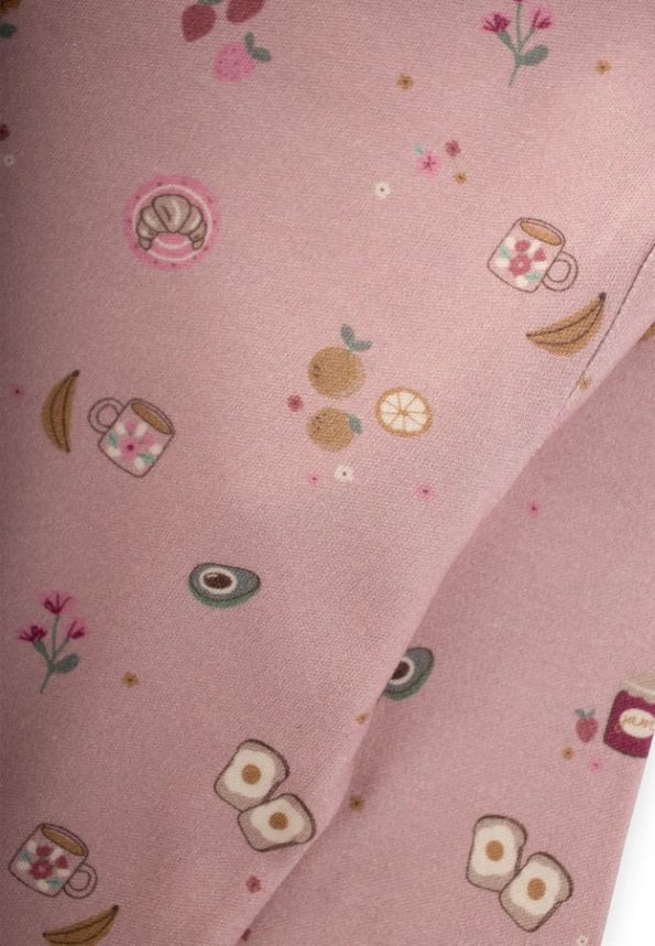 Printed Seasonal Pajama Set for Ages 1-7 in Soft Pink