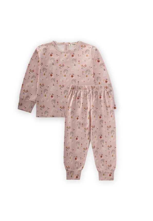 Patterned Pajama Set for Ages 2-10 in Dusty Pink