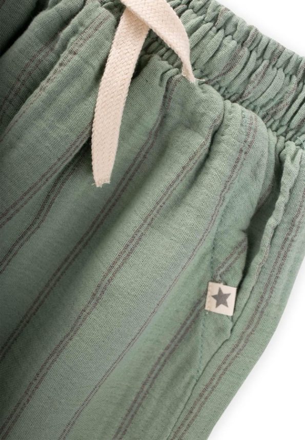 Muslin Trousers for Ages 1-7 Green Striped