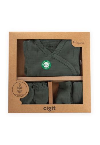 Organic Newborn Outfit 0-3 Months Olive Green