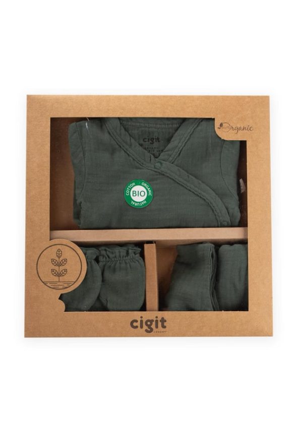 Organic Newborn Outfit 0-3 Months Olive Green