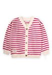 Striped Cardigan for Ages 2-10 in Fuchsia