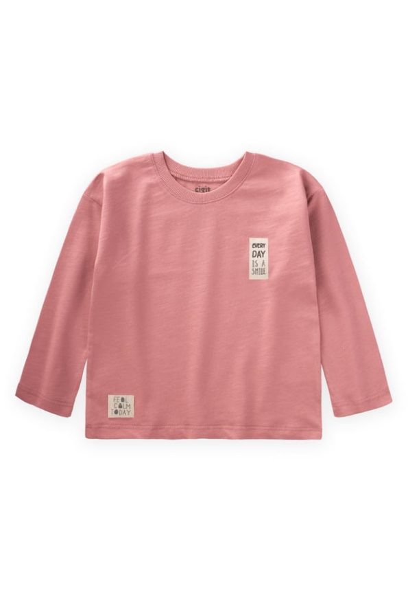 Seasonal T-Shirt with Label Details for Ages 2-10 in Light Pink