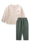 Organic Bohemian Shirt Set for Ages 8-12 Cream/Light Green